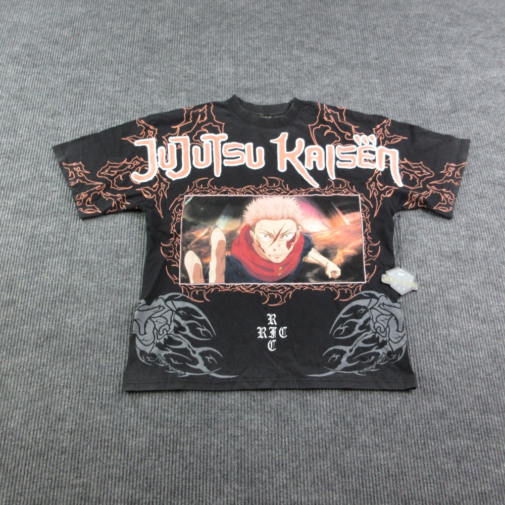 Jujutsu Kaisen Shirt Mens L Black Jersey Crew Neck Yuji Itadori Civil Regime NWT